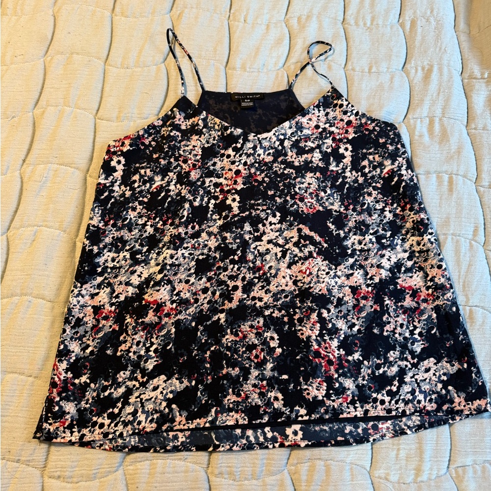 Willi Smith Black and Pink Floral Blouse